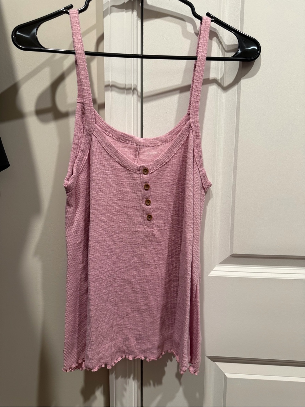 American Eagle Outfitters Pink Ribbed Henley Cami